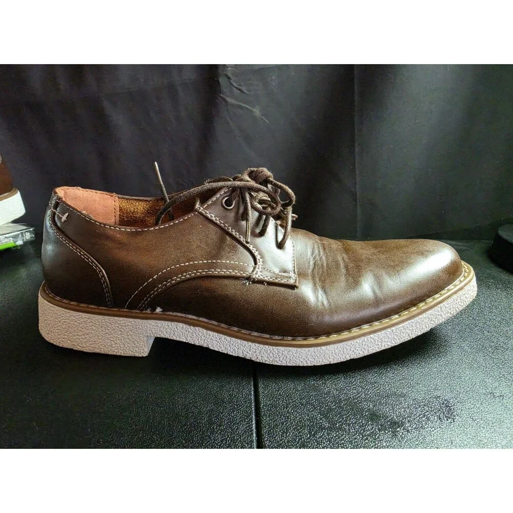 Deer Stags Men's Brown Memory Foam Lace Up Casual Dress Shoes Size 8